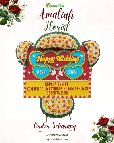 Karangan Papan Bunga Pernikahan di Aketobololo